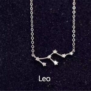 Simple 925 Sterling Silver Zircon Constellation Necklace -Leo